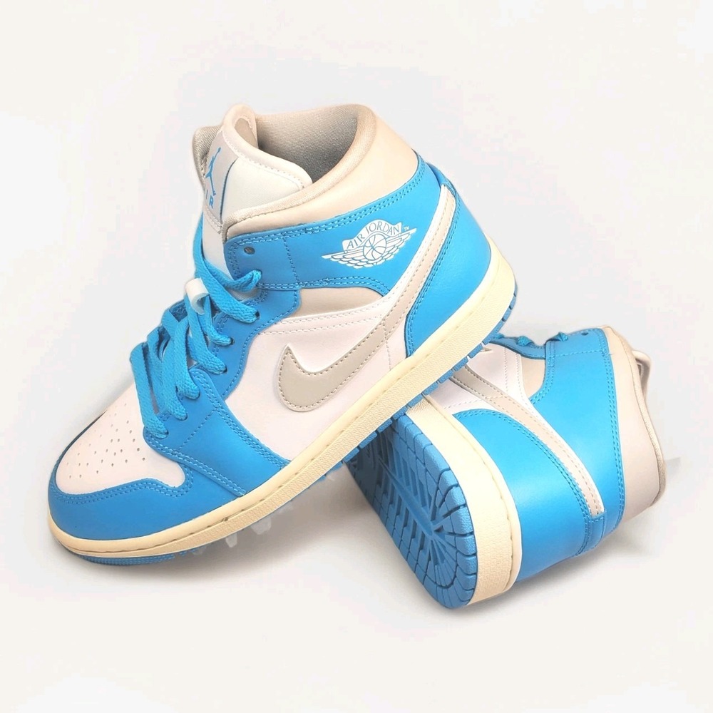 Nike Air Jordan 1 Mid Dark Powder Blue White Grey BQ6472-400 Women's Size 8.5 - Picture 2 of 12